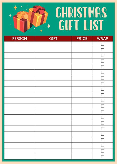 Christmas List Template - 10 Free PDF Printables | Printablee