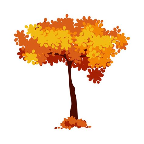 árbol de otoño de dibujos animados aislado en un fondo blanco elemento