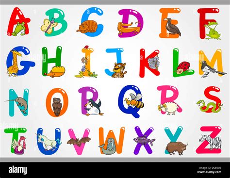 Cartoon Illustration Von Bunte Alphabet Buchstaben Set Von A Bis Z Mit