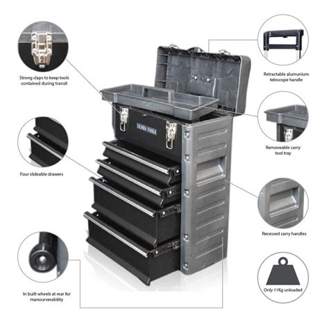 320 Us Pro Tools Black Mobile Roller Chest Trolley Cart Storage Cabinet