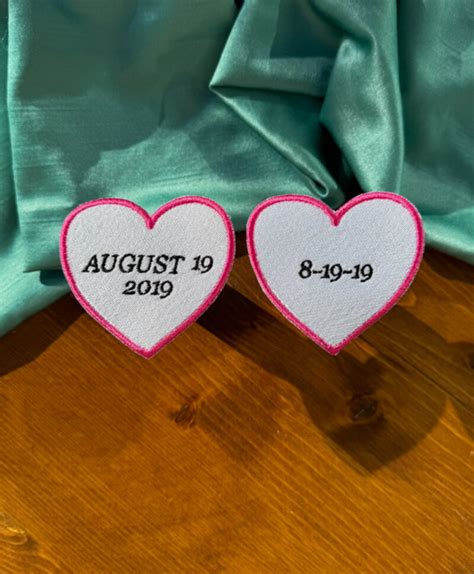 Custom Anniversary Date Valentine S Day Heart Iron On Patches