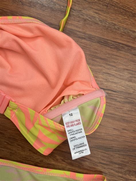 Matalan Neon Orange Yellow Bandeau Bikini Set Size 14 Bottoms 12 Top EBay