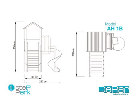 ah 1b ahşap oyun parkı plan görünüş dwg çizimi StepPark