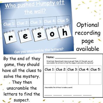 Humpty Dumpty Cause And Effect Mystery Reading Comprehension Digital Game