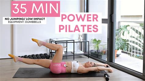 35 Min Power Pilates Class Full Body No Jumping Dumbbells Youtube