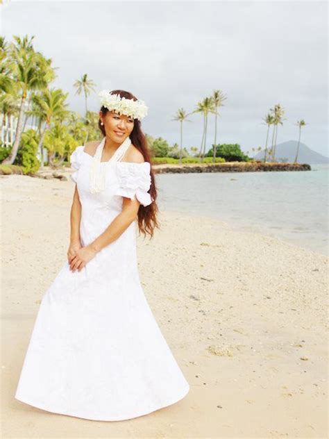 Two Palms Makapuu White Cotton Hawaiian Long Muumuu Dress Alohaoutlet Beach Wedding Attire