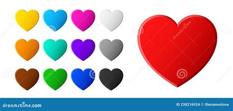 Conjunto De Corazones De Colores Con Brillo Ilustración Del Vector