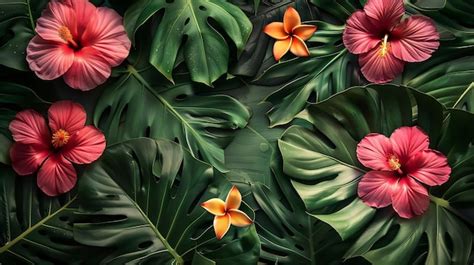 Premium Photo Creative Nature Layout Made Of Tropical Leaves And