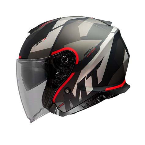 Casco Abierto Moto Mt Thunder Sv Jet A Rojo Mate Doble Visor Talle S