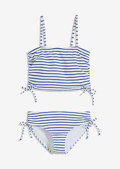 Bikini Bandeau Con Tirantes Desmontables 2 Piezas Blanco Azul Zafiro Con Rayas 19 99 Bonprix