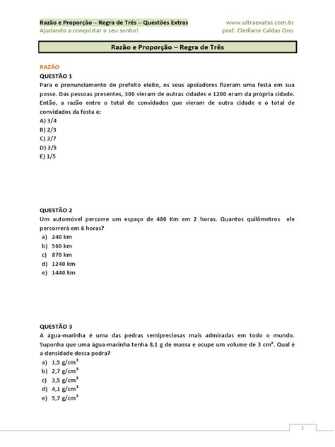 Razão E Proporção Regra De Três Qe Pdf Triângulo