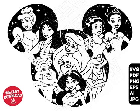 Princess Svg Disneyland Ears Png Clipart Princesses Svg Etsy Canada