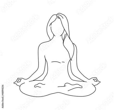 Woman Yoga Pose Lotus Position Silhouette Vector Illustration