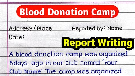 Blood Donation Camp Report Writing How To Write A Report On Blood