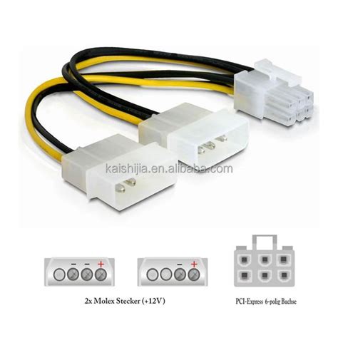 4 Pin Molex To 6 Pin Pci-express Pcie Video Card Power Converter ...