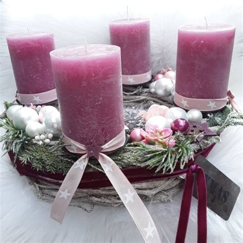 Festliche Karten Und Mehr Rosa Altrosa Unikat Pastell Adventskranz