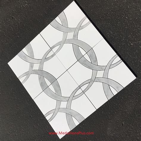 Circles Thassos White Carrara Marble Waterjet Cut Tile