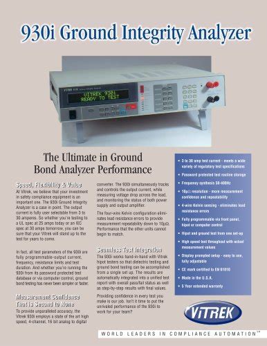 Vitrek Hipot Electrical Safety Analyzer Vitrek Pdf Catalogs