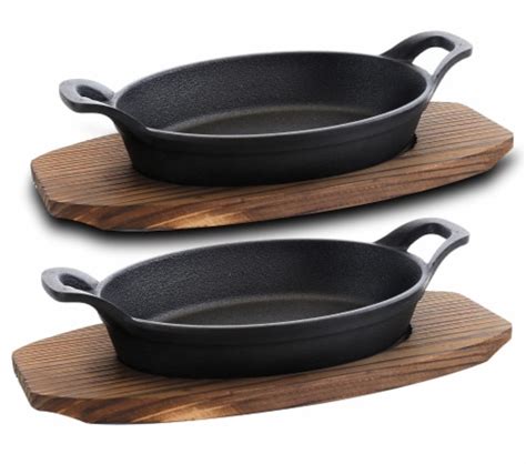 Bruntmor Round Mini Cast Iron Sizzler Plates Skillet Set Of 4 11 H 11