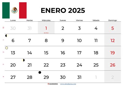 Calendario Enero M Xico Para Imprimir