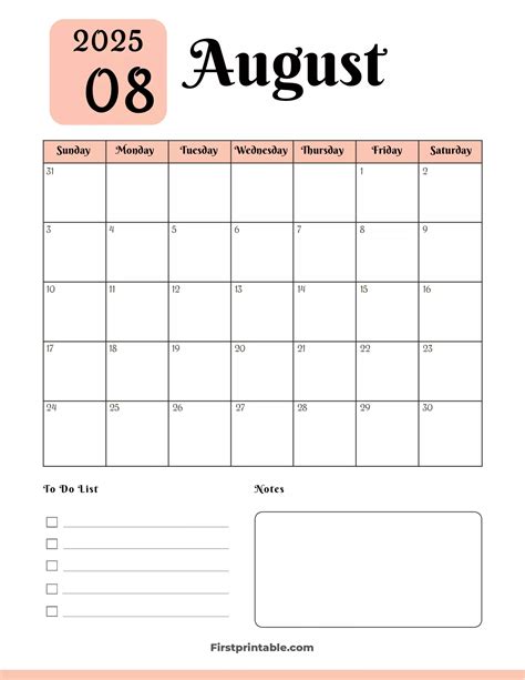 August Calendars Free Printable Fillable In Calendar