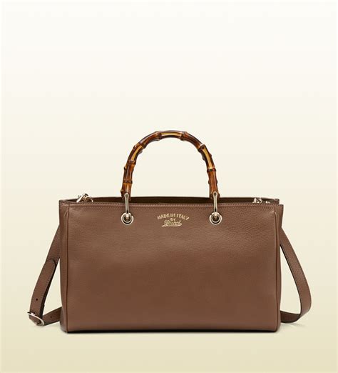 Lyst Gucci Bamboo Shopper Leather Tote In Brown