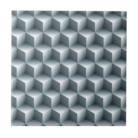 Geometric 3d Cubes Ceramic Tile