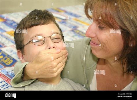 Mother Hand Over Mouth Stock Photos Mother Hand Over Mouth Stock