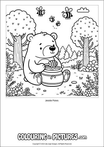 Jessie Paws By Colouring In Pictures Free Printable Bear Colouring Page