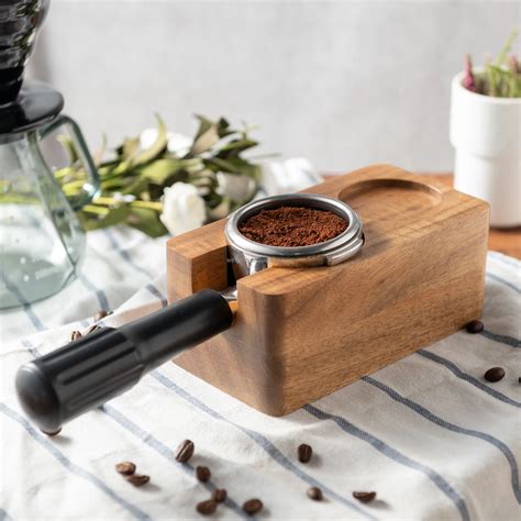 Walnut Wood Tamping Station Wood Espresso Tamper Mat Stand Wooden