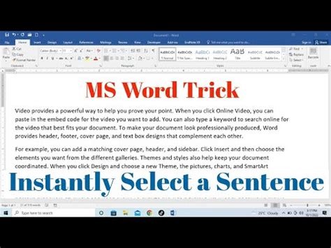 How To Select A Sentence Instantly In Ms Word Ms Word Trick Select