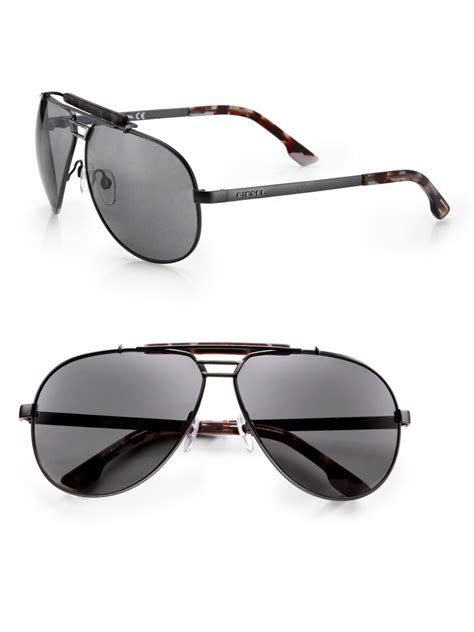 Lyst - Diesel Metal Aviator Sunglasses in Black for Men