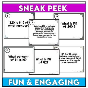 Percent Proportions Task Cards By Eugenia S Learning Tools TpT