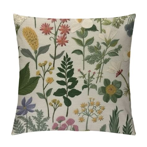 GOSMITH Spring Pillow Covers Sage Green Herb Wild Floral Decorative