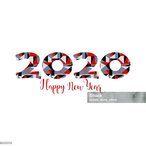 Congratulation Card Happy New Year 2020 Vector Illustration Lettering