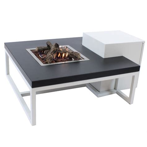 Enjoyfires Vuurtafel Ambiance Vierkant Wit Zwart 90x90x35 Cm Vuur