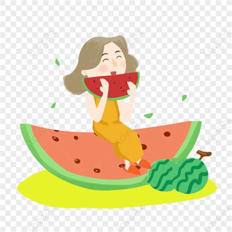 Girl Sitting And Eating Melon Png Hd Transparent Image And Clipart