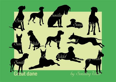 Great Dane Silhouette Svg Clipart Deutsche Dogge Silhouette - Etsy