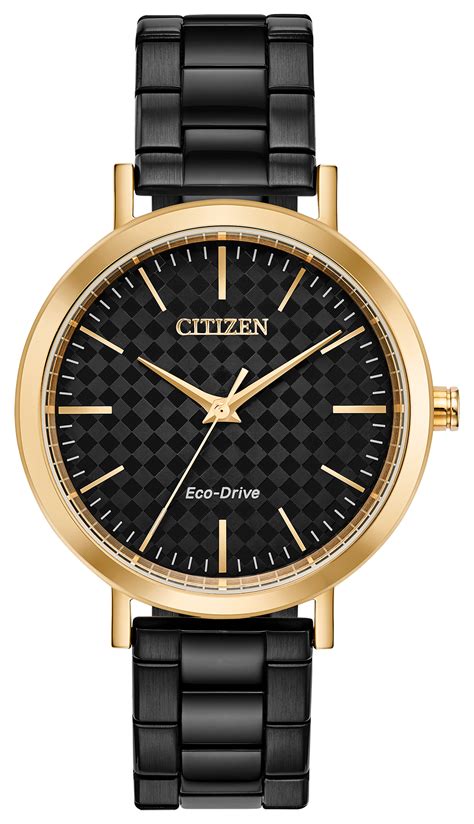 Citizen Ltr Eco Drive Rose Gold Black Dial Stainless Steel Watch Citizen