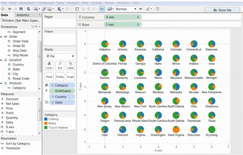 TABLEAU GURUS: Trellis Chart in Tableau with Pie Chart Grids