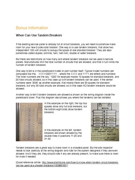 When Can Use Tandem Breakers | PDF