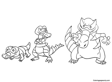 krookodile coloring page in black and white pokemon ready for download