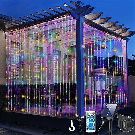 Solar Curtain Lights 6m X3m 600led Solar Fairy Curtains String Lights