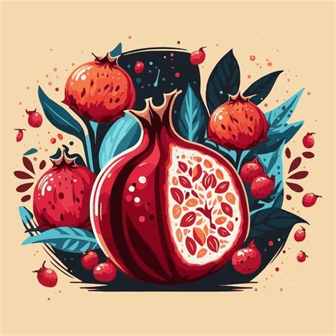 Premium Vector Pomegranate Vintage Illustration Botanical Fruit