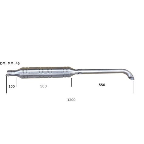 SILENZIATORE FIAT COMPLETO DI PROLUNGA CURVATA DM MM 45 PER MOTORI