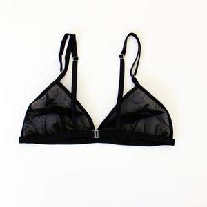 Embroidered Bee Lingerie Set Triangle Bra Bees Black Bralette Low Waist Panties Embroidery