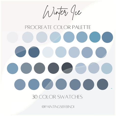 winter ice procreate color palette  color swatches ipad illustration