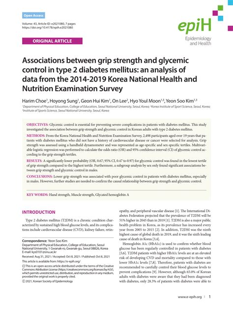 Pdf Associations Between Grip Strength And Glycemic Control In Type 2