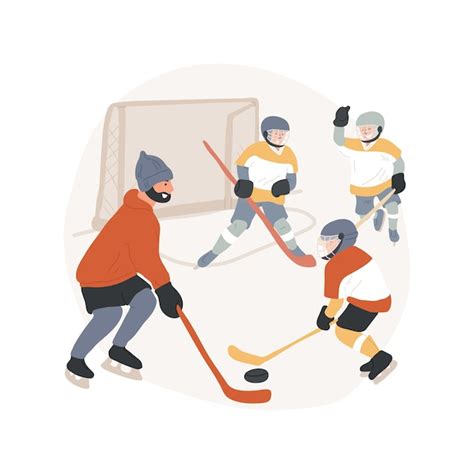 Camp De Hockey Sur Glace Isolé Illustration Vectorielle De Dessin Animé