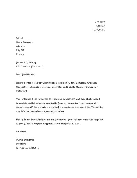 Sample Acknowledgement Of Receipt Letter Template Pdfsimpli